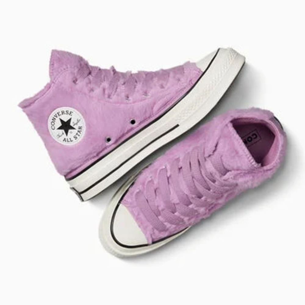 💓NEW!! CONVERSE PREMIUM Chuck 70 FAUX FUR High Top Sneakers/Pink A13382C - Picture 11 of 11